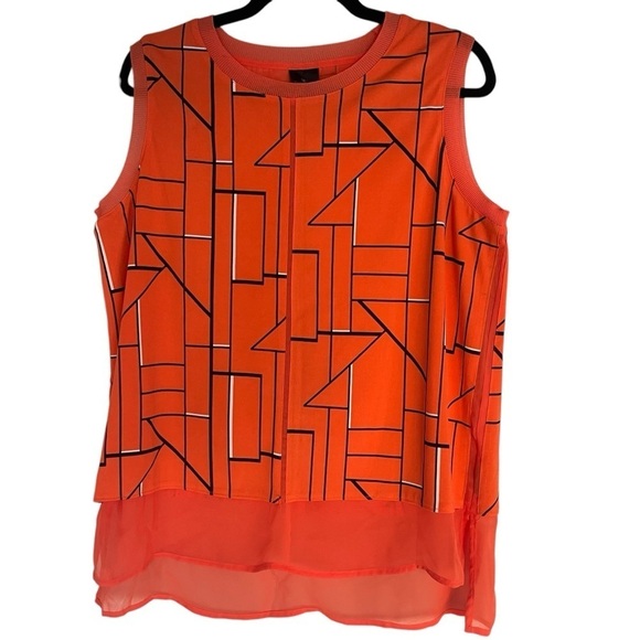 Worthington Tops - Worthington Sleeveless Orange Tiered Blouse Top Large Career Business Causal